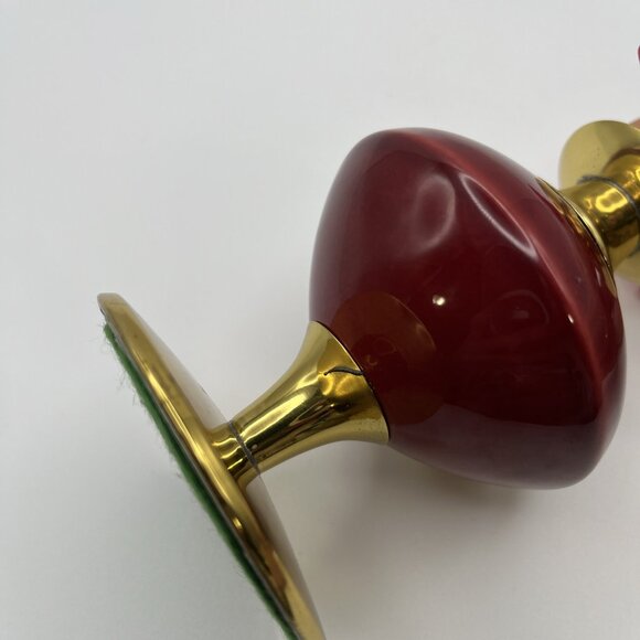 Vintage Mid-Century W. Delft B Holland Red & Gold Brass Candle Holders Atomic - Picture 11 of 11